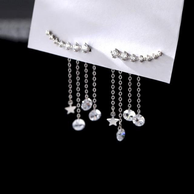 Ohrringe 925 Sterling Silber, Stern, Cubic Zirkon, Damen - Bild 1