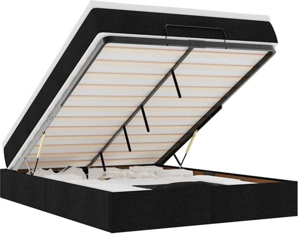 Vidaxl Ottoman Funktionsbett mit Matratze in Schwarz aus Stoff, B/T: 140 x 200 cm - Bild 1