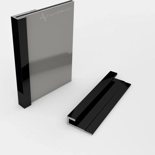 Aluverbund24 Abschlussprofil für Alu-Verbundplatten aus Aluminium in Schwarz RAL9005 matt, Länge: 100 cm - Bild 1