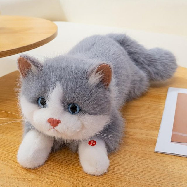 Linyi toy Ragdoll Katze Plüschtier, Braun, Weiß, Schwarz, Grau - Bild 1