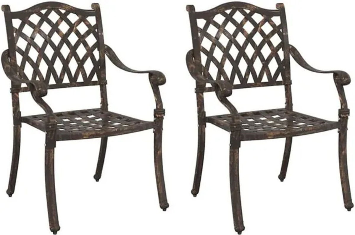 Vidaxl Gartenstuhl Set 2er Pack Aluminium in Bronzefarben, B/T/H: 55 x 56,5 x 91 cm - Bild 1