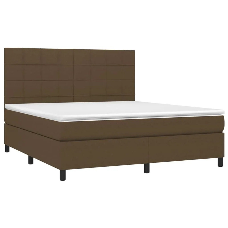 vidaXL Boxspringbett mit Matratze und LED-Unterbettbeleuchtung in Dunkelbraun, Hybrid-Bett mit USB-Ladeport und Taschenfederkern, B/T: 160 x 200 cm - Bild 2