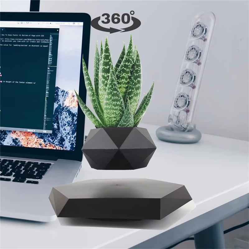 Magnetisch schwebender Bonsai Blumentopf im nordischen Stil, Farbe Schwarz - Bild 2