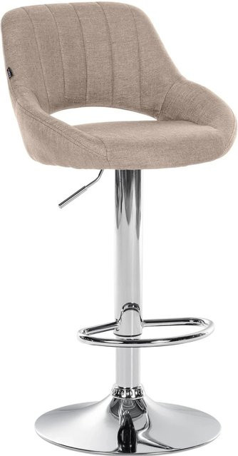 DELUKE Barhocker SEGAD mit Lehne, Stoff Taupe, Silber, B/T/H: 46,5 x 48 x 85 cm - Bild 1