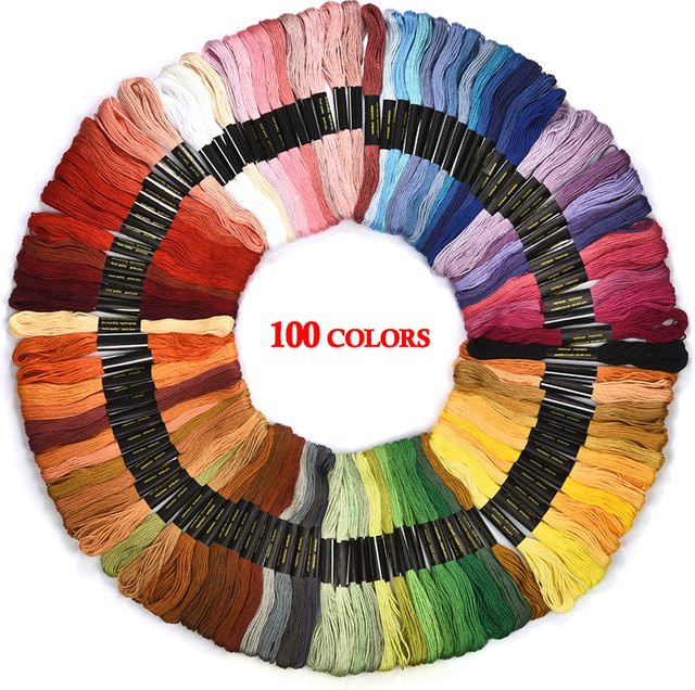 Multicolor Stickgarn aus Baumwolle für Kreuzstich und DIY-Nähprojekte, 100 Stück - Bild 1