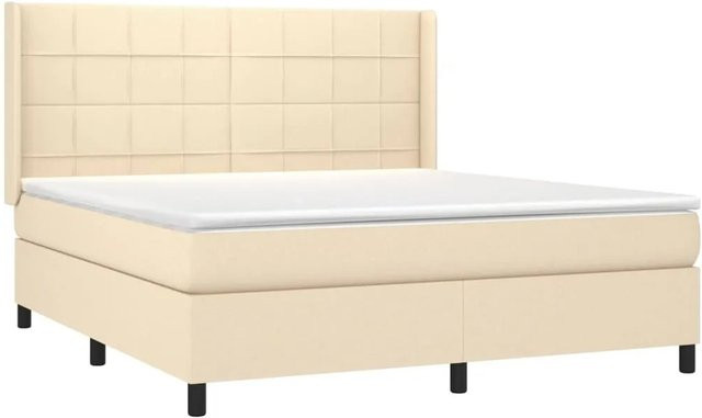 vidaXL Boxspringbett mit Matratze in Beige, Hybrid-Bett mit LED-Unterbettbeleuchtung und USB-Ladeport, B/T: 180 x 200 cm - Bild 1