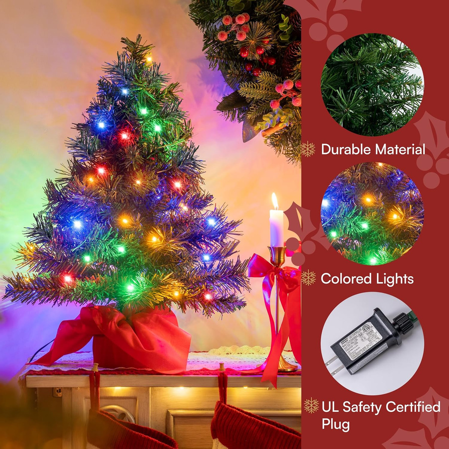 Discover Intime Mini-Weihnachtsbaum für den Tisch mit mehrfarbigen LED-Lichtern, Grün, Höhe: 60 cm - Bild 5