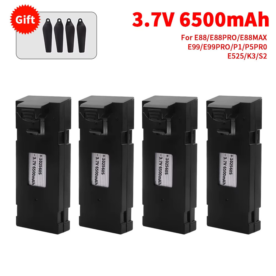 Jiaojiren RC Drohnen Akku 3,7 V 6500 mAh in Schwarz für E88 E88PRO E99 P1 K3 LsE525 E525 PRO Mini UAV Drohnen - Bild 4