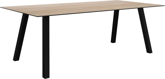 Stern Tisch Interno mit Silverstar 2.0 Oak light Tischplatte, Aluminium Vierkantrohr, Schwarz matt, B: 220 cm, T: 100 cm - Bild 1