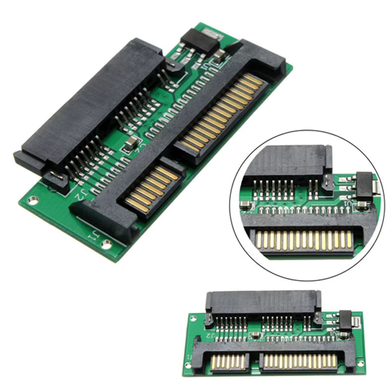 OULLX Micro SATA 9+7PIN Buchse auf SATA 7+15PIN Stecker Adapter für 1,8 Zoll auf 2,5 Zoll SSD HDD Festplatten in Grün - Bild 3