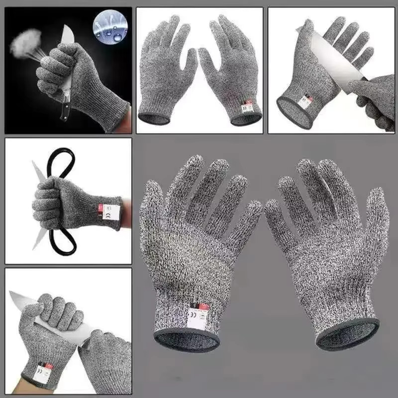 QHSPE Schnittschutz-Strickhandschuhe Stufe 5 aus HPPE in Grau für Gartenarbeit und Glasbearbeitung - Bild 2