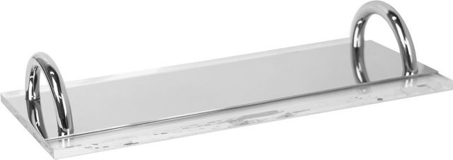 Modernes rechteckiges Aufbewahrungstablett in Transparent mit Edelstahlgriff, Farbe: Weiß, B/T/H: 41,8 x 17,8 x 7,2 cm - Bild 1