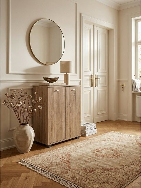 Schuhschrank KADIMA DESIGN aus Holz in Sonoma Brown mit 2 Türen und Einlegeböden, B/T/H: 60 x 35 x 90 cm - Bild 1