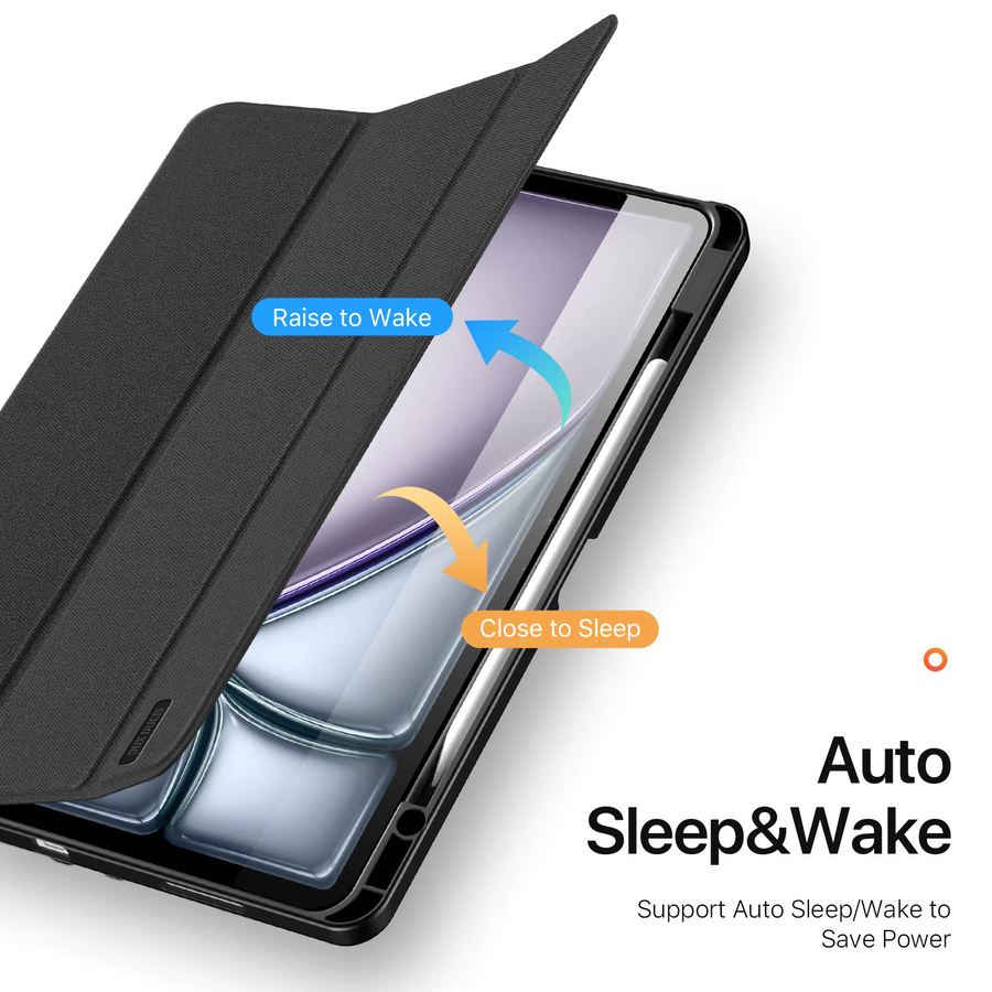 DUX DUCIS Tablet-Hülle mit dreifach faltbarem Ständer für iPad Pro 11, iPad Air 13, Mini 6/7 und iPad 10/11 2025 inklusive Stylus-Stifthalter und Auto-Sleep-Wake Funktion in Schwarz - Bild 4