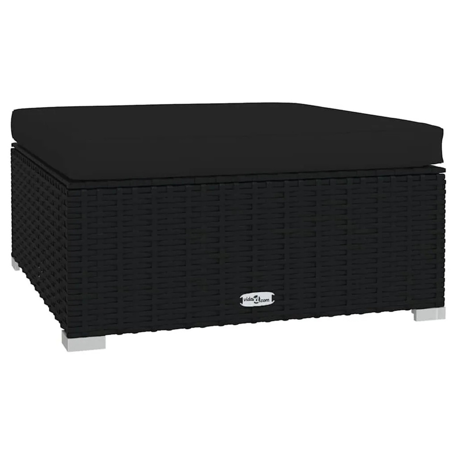 vidaXL Gartenhocker Cube aus PE-Rattan mit Kissen in Schwarz, B/T/H: 70 x 70 x 30 cm - Bild 2
