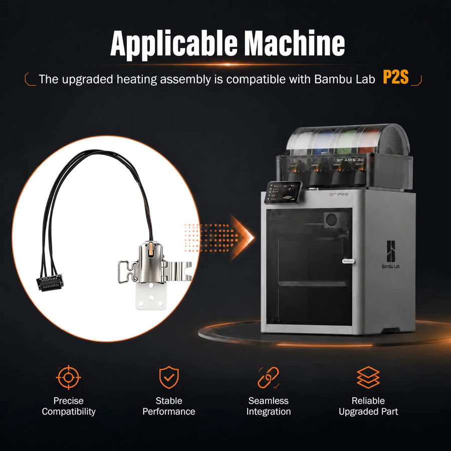 Bambu Lab P2S Hotend-Heizbaugruppe Schnellwechsel-Upgrade-Kit für FDM 3D-Drucker Ersatzteile in Silber - Bild 2