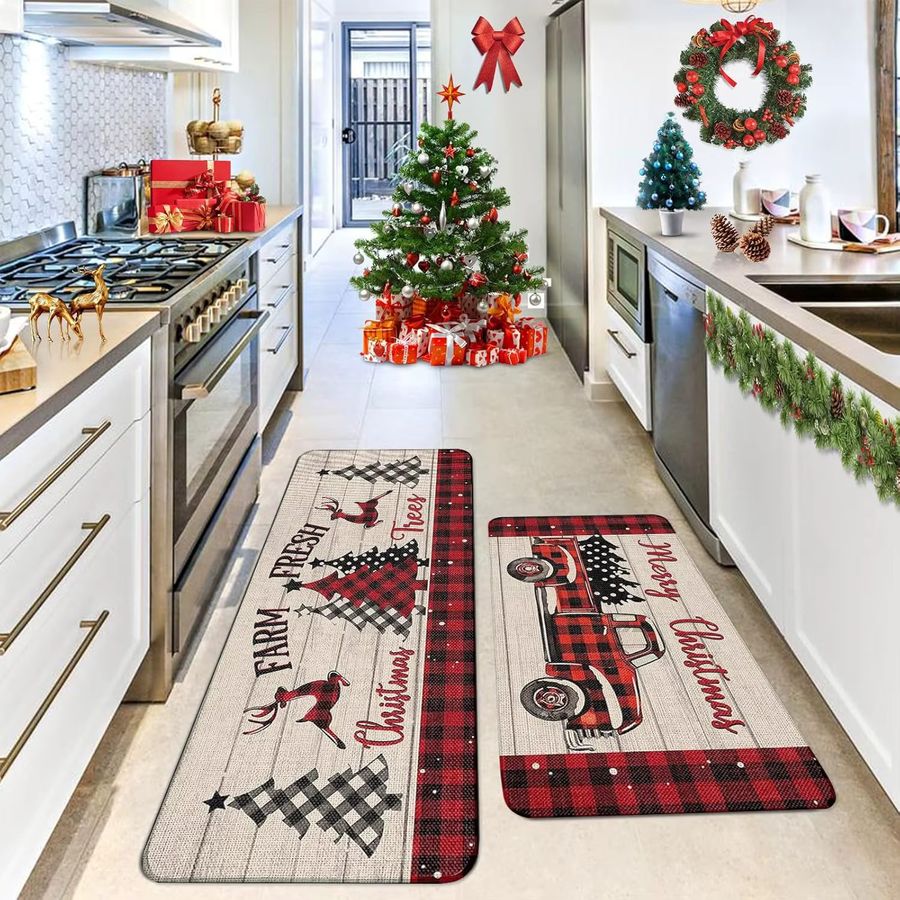 VIAMA Weihnachts-Küchenteppich rutschfeste Fußmatte für Eingangsbereich und Badezimmer festliche Heimdekoration - Bild 4