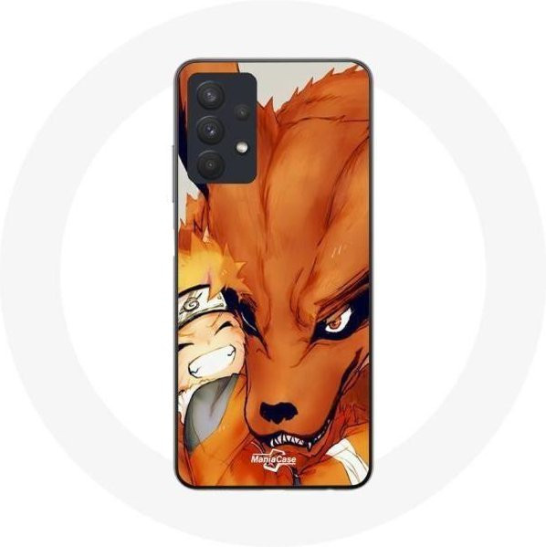 MANIACASE Handyhülle für Samsung Galaxy A32 5G Kurama Naruto Anime Design in Weiß und Multicolour - Bild 1