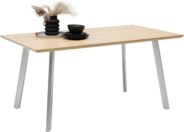 Mömax Esstisch Velasca in Eichefarben und Edelstahlfarben, rechteckig, B/T/H: 160 x 90 x 76 cm - Bild 1