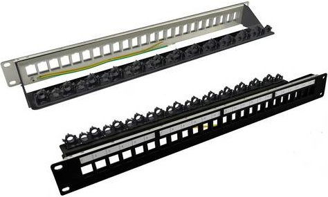Roline 19-Zoll Keystone-Modulträger, 24-Port geschirmt mit Clip-Befestigung, schwarz - Bild 1
