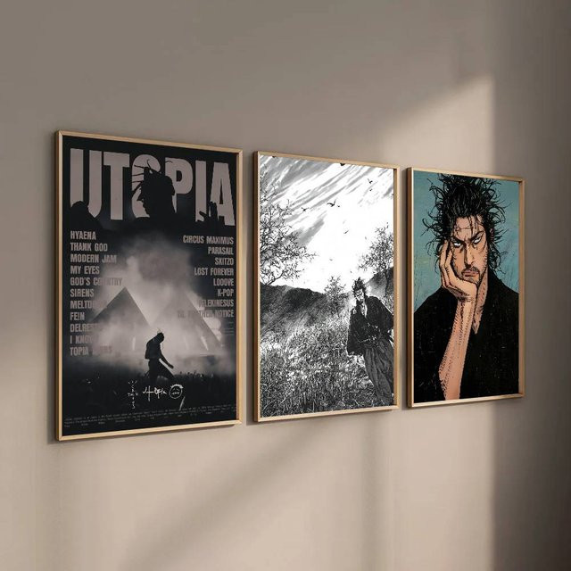 Kayou Manga Miyamoto Musashi Vagabond Anime Poster Selbstklebender Wasserfester Papieraufkleber für Wanddekoration B: 15,0 cm, H: 15,0 cm - Bild 1