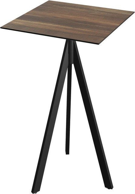 Feros Infinity Tripod Stehtisch mit HPL Platte, schwarz/hellbraun, B/T/H: 70 x 70 x 110 cm - Bild 1