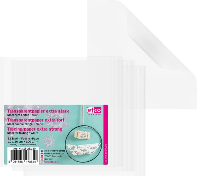 Efco Transparentpapier zum Falten Extra stark in Weiß, 10 x 10 cm - Bild 1