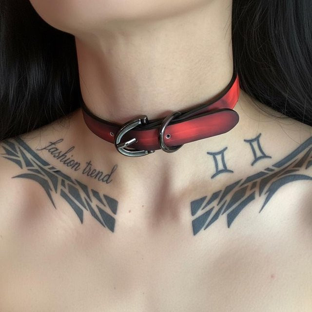 Lederketten-Choker-Halskette, brown, Damen Herren - Bild 1