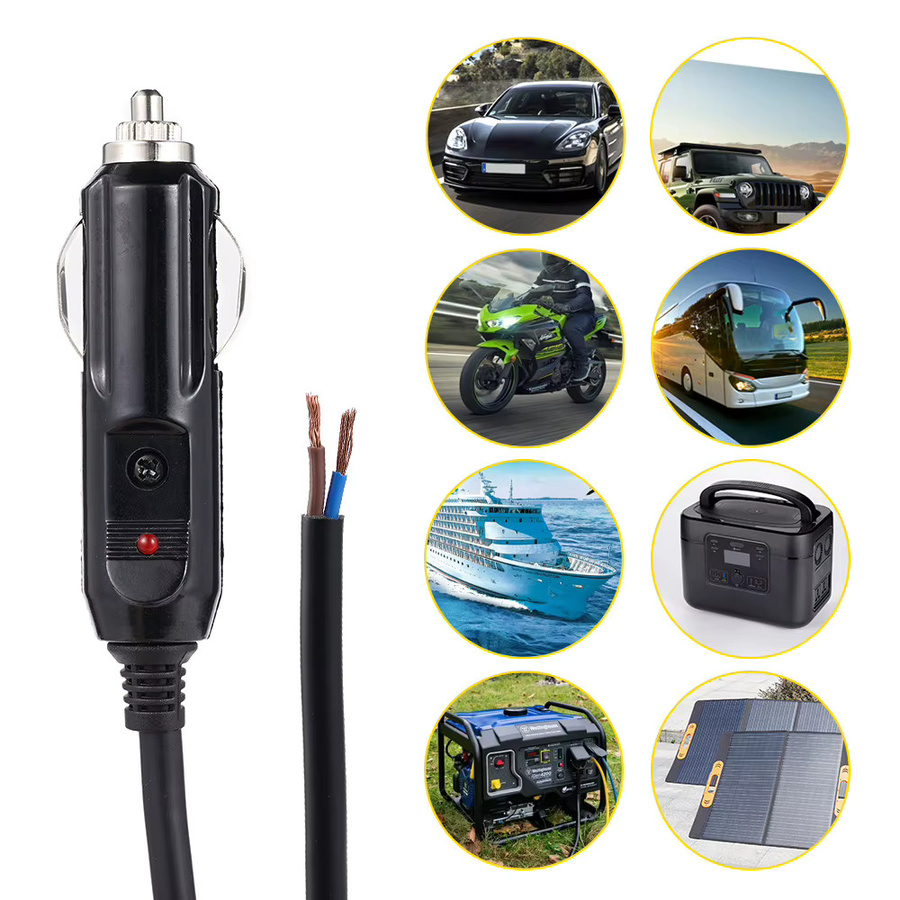 Universal Auto Zigarettenanzünder Splitter mit Ein-Aus-Schalter, 12/24V 20A, 150 cm Kabellänge, Schwarz - Bild 3