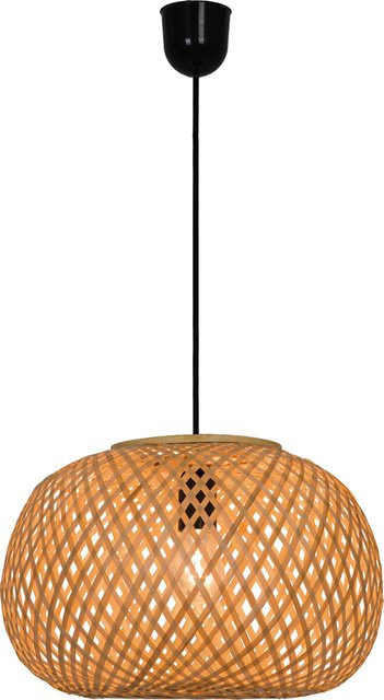 Pocoline Pendelleuchte Bella in Schwarz und Natur aus Bambus und Kunststoff mit E27 Fassung, Durchmesser: 35 cm, Länge: 130 cm - Bild 1