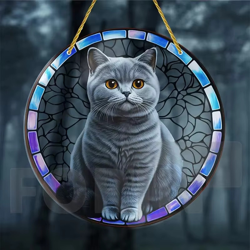 Runder Sonnenfänger mit Katzenmotiv von Potdemiel aus Acryl in Multicolour zur Aufhängung für Garten und Zuhause, Durchmesser: 20 cm - Bild 2