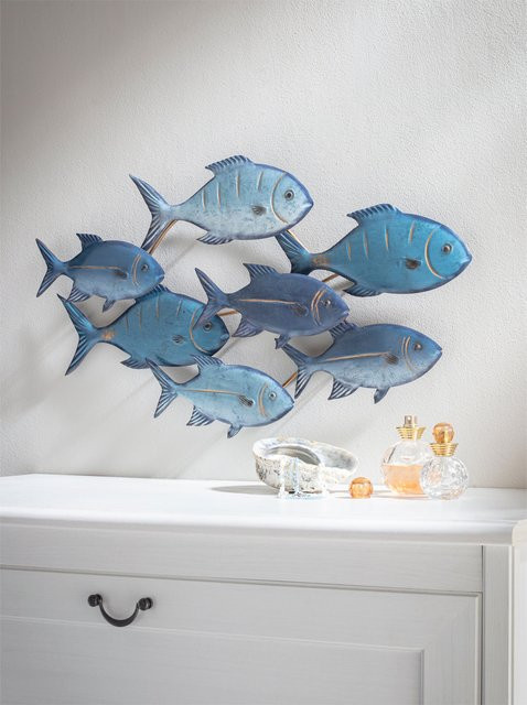 Heine Home Wanddeko Fische aus Metall in Blau-Goldfarben - Bild 1