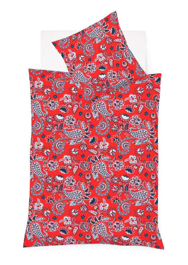 Fleuresse Mako-Satin Bettwäsche Paisley Blau Rot mit Bettbezug und Kissenbezug, B/H: 155 x 220 cm und 80 x 80 cm - Bild 1