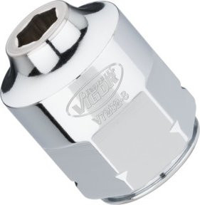 Vigour Steckschlüssel-Einsatz V7202-8 superflach, Vierkant hohl 12,5 mm (1/2 Zoll), Außen-Sechskant Profil 8, Silber - Bild 1