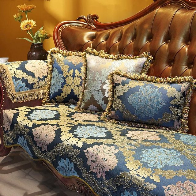 Yiran Furniture Luxus Jacquard Armlehnenbezug für das Sofa in Gold, B/H: 48 x 55 cm - Bild 1