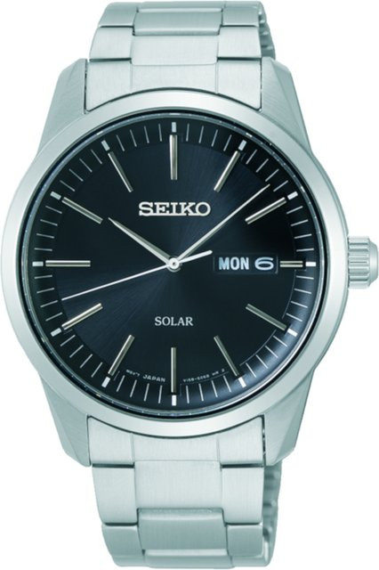 Seiko Armbanduhr Solar, Edelstahl, Schwarz, 40 mm, Herren - Bild 1