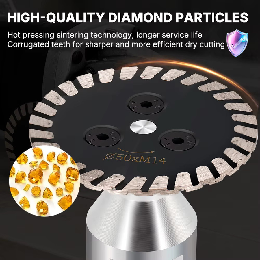XCAN Mini-Diamantsägeblatt Turbo-Trennscheibe mit M14-Gewinde und abnehmbarem Flansch zum Schneiden von Granit, Marmor und Stein, Durchmesser: 50 mm - Bild 4