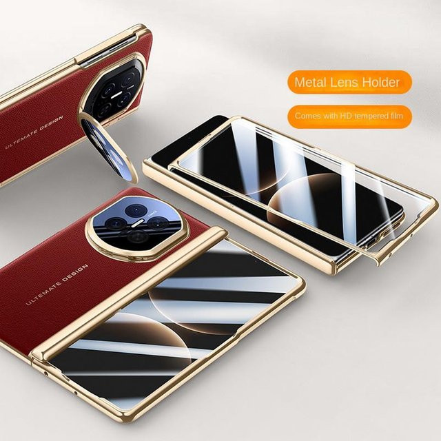 Huawei Mate X7 All-inclusive Schutzhülle aus echtem Leder mit gehärtetem Glas und Federgelenk in Rot - Bild 1