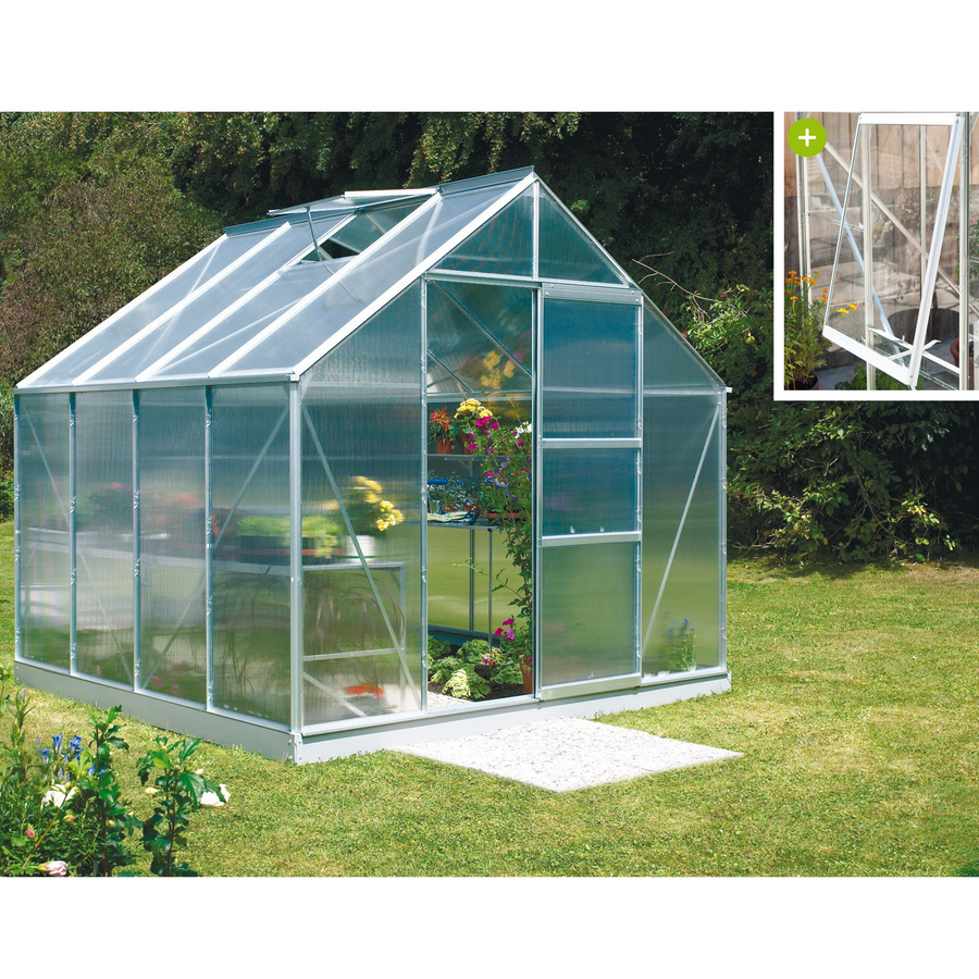 Vitavia Gewächshaus Meridian 1 6700 aus Aluminium in Silber mit Polycarbonat-Verglasung und Schiebetür, 6,7 m² - Bild 3