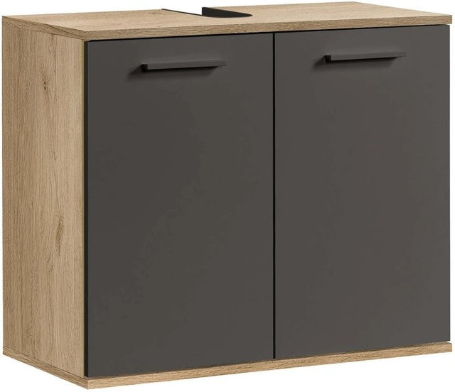 mokebo Waschbeckenunterschrank Der Waschbär in Eiche-Schwarz, H x B x T: 60 x 70 x 34 cm - Bild 1