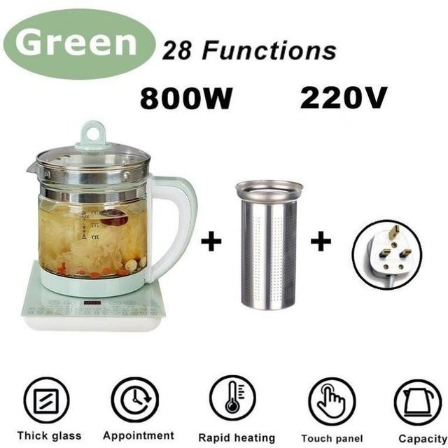 Ideal World Elektrische Multifunktions-Teekanne mit Sieb, 800W, 1,8 l, Grün, Glas und Kunststoff - Bild 1