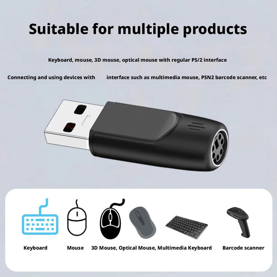BSN USB-A und USB-C auf PS2 Adapter Konverter für Tastatur und Maus in Schwarz - Bild 3