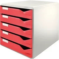 Leitz Schubladenbox aus Kunststoff mit 5 Schubladen für A4 in Grau, Rot oder Weiß - Bild 1