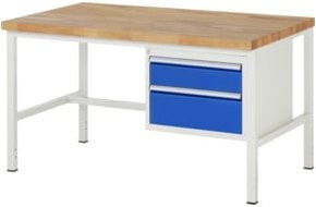 Rau Werkbank höhenverstellbar mit 2 Schubladen, Weiß, B: 150 cm, T: 90 cm, H: 84-104 cm - Bild 1