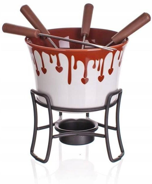Banquet 6-teiliges Schokoladenfondue-Set Choco Dark in Braun und Weiß - Bild 1