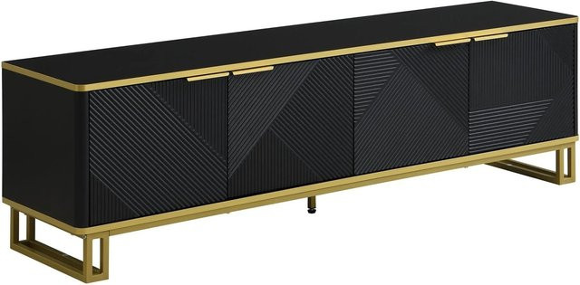 okwish TV-Schrank in Schwarz mit Metallbeinen und Stauraum für dein Wohnzimmer, B/T/H: 160 x 37,5 x 48 cm - Bild 1