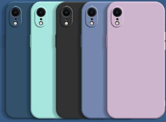 Quadratische Silikon Schutzhülle für iPhone XR, iPhone XS Max und iPhone X in Pink und Multicolour mit Kameraschutz - Bild 1