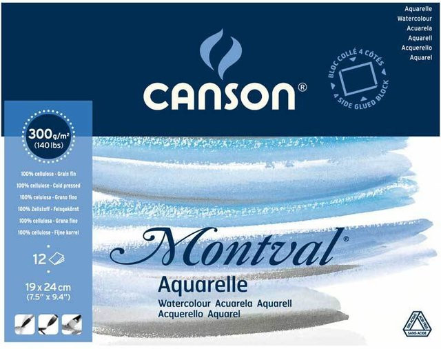 Canson Montval Aquarell Block mit 12 Blatt, B x H: 19 x 24 cm - Bild 1
