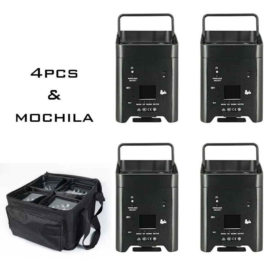 GOTSTAGE 4er-Set 6x18W RGBAW+UV LED Par-Scheinwerfer in Schwarz mit DMX-Fernbedienung und WLAN-Steuerung für DJ, Bar und Party - Bild 2