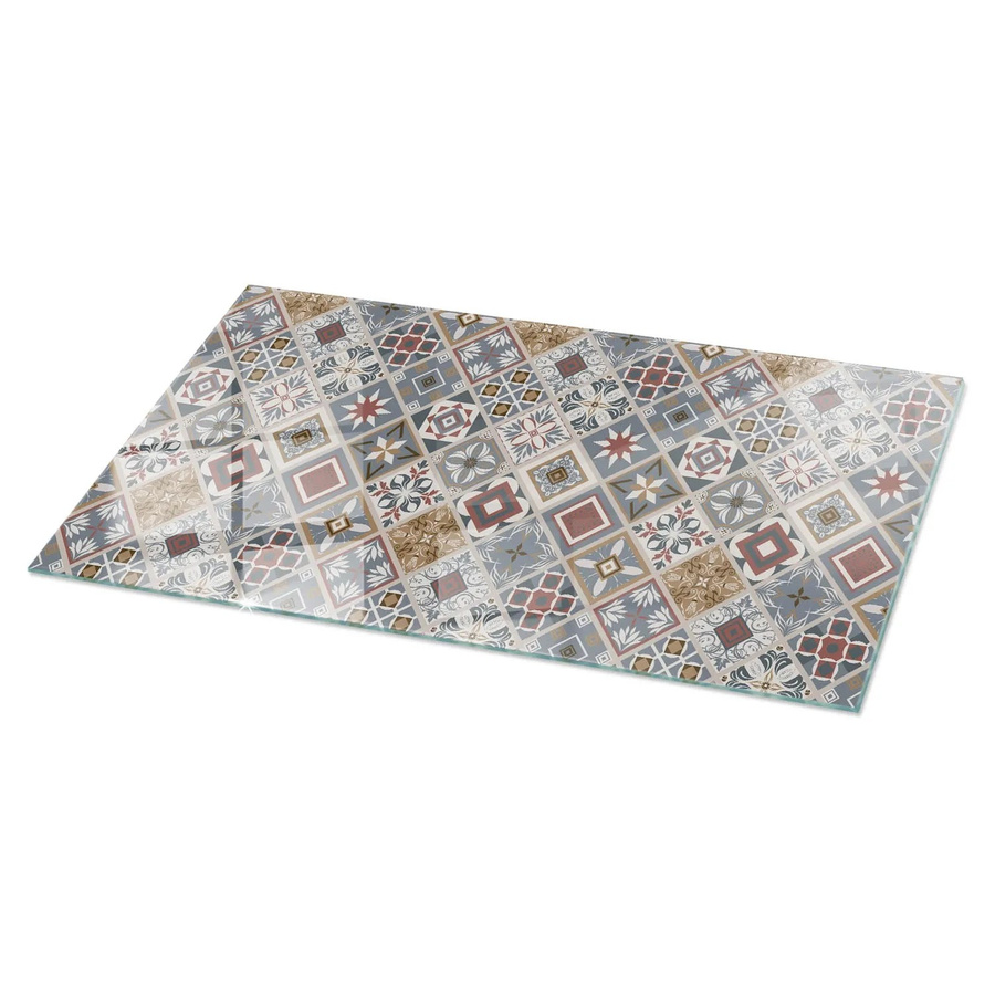 Tulup Glastischplatte mit Mosaikmuster und Ornamenten, Rechteckig, Grau/Mehrfarbig, B: 100 cm, T: 50 cm - Bild 2